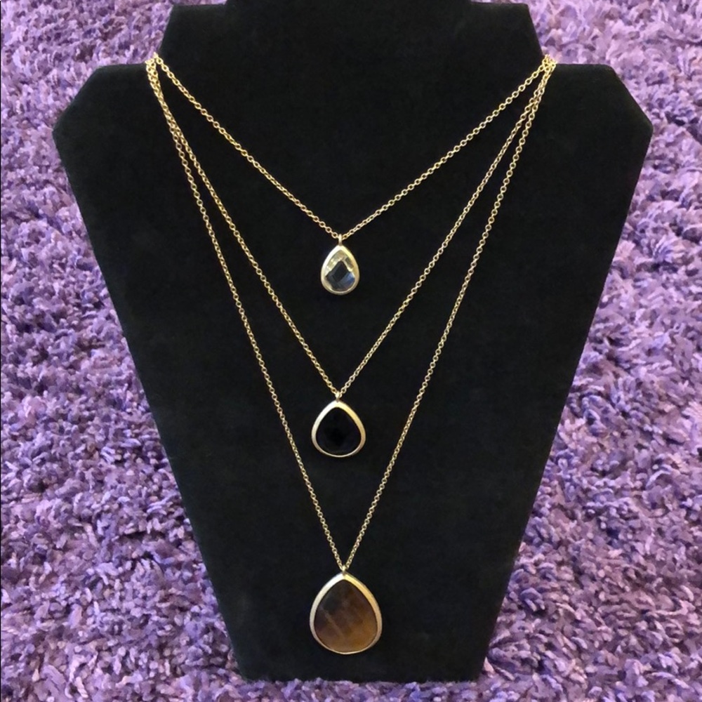 Chloe + Isabel Layered 3 Row Pendant Necklace